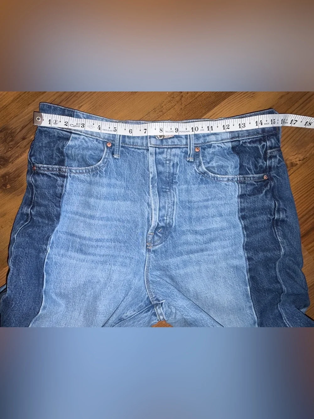 Mother The Tux Sidestepper Sneak Fray “Double Stacked” two-tone Jeans 29 - Picture 16 of 16